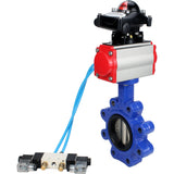 Vanne papillon d'eau Elephant WBV1616N-2W-Fb-H, matériau du corps - fonte QT450, matériau du disque - fonte QT450, joint - NBR, actionneur pneumatique PA-DA double action, 4V320-08 220V, BKV APL-210N