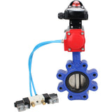 Vanne papillon d'eau Elephant WBV1616N-2W-Fb-H, matériau du corps - fonte QT450, matériau du disque - fonte QT450, joint - NBR, actionneur pneumatique PA-DA double action, 4V320-10 220V, BKV APL-210N