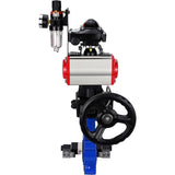 Vanne papillon d'eau Elephant WBV1616N-2W-Fb-H, matériau du corps - fonte QT450, matériau du disque - fonte QT450, joint - NBR, actionneur pneumatique PA-DA double action, 4V320-08 220V, BKV APL-210N, volant MON, BPV AFC2000