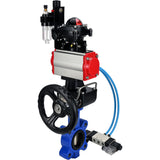 Vanne papillon d'eau Elephant WBV1616N-2W-Fb-H, matériau du corps - fonte QT450, matériau du disque - fonte QT450, joint - NBR, actionneur pneumatique PA-DA double action, 4V320-08 220V, BKV APL-210N, volant MON, BPV AFC2000