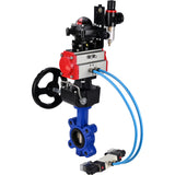 Vanne papillon d'eau Elephant WBV1616N-2W-Fb-H, matériau du corps - fonte QT450, matériau du disque - fonte QT450, joint - NBR, actionneur pneumatique PA-DA double action, 4V320-08 220V, BKV APL-210N, volant MON, BPV AFC2000