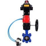 Vanne papillon d'eau Elephant WBV1616N-2W-Fb-H, matériau du corps - fonte QT450, matériau du disque - fonte QT450, joint - NBR, actionneur pneumatique PA-DA double action, 4V320-10 220V, BKV APL-410N EX, volant MON