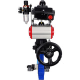 Vanne papillon d'eau Elephant WBV1616N-2W-Fb-H, matériau du corps - fonte QT450, matériau du disque - fonte QT450, joint - NBR, actionneur pneumatique PA-DA double action, 4V320-08 220V, BKV APL-410N EX, volant MON, BPV AFC2000
