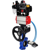Vanne papillon d'eau Elephant WBV1616N-2W-Fb-H, matériau du corps - fonte QT450, matériau du disque - fonte QT450, joint - NBR, actionneur pneumatique PA-DA double action, 4V320-08 220V, BKV APL-410N EX, volant MON, BPV AFC2000