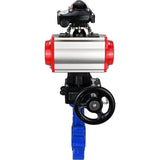 Vanne papillon d'eau Elephant WBV1616N-2W-Fb-H, matériau du corps - fonte QT450, matériau du disque - fonte QT450, joint - NBR, avec actionneur pneumatique double effet PA-DA, volant MON, BKV APL-210N