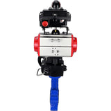 Vanne papillon d'eau Elephant WBV1616N-2W-Fb-H, matériau du corps - fonte QT450, matériau du disque - fonte QT450, joint - NBR, avec actionneur pneumatique double effet PA-DA, volant MON, BKV APL-410N EX