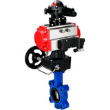 Vanne papillon d'eau Elephant WBV1616N-2W-Fb-H, matériau du corps - fonte QT450, matériau du disque - fonte QT450, joint - NBR, actionneur pneumatique PA-DA double action, 4M310-08 220V, BKV APL-210N, volant MON