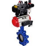 Vanne papillon d'eau Elephant WBV1616E-2W-Fb-H, matériau du corps - fonte QT450, matériau du disque - fonte QT450, joint - EPDM, actionneur pneumatique PA-SA avec ressorts de rappel, 4M310-08 24V, BKV APL-410N EX BPV AFC2000