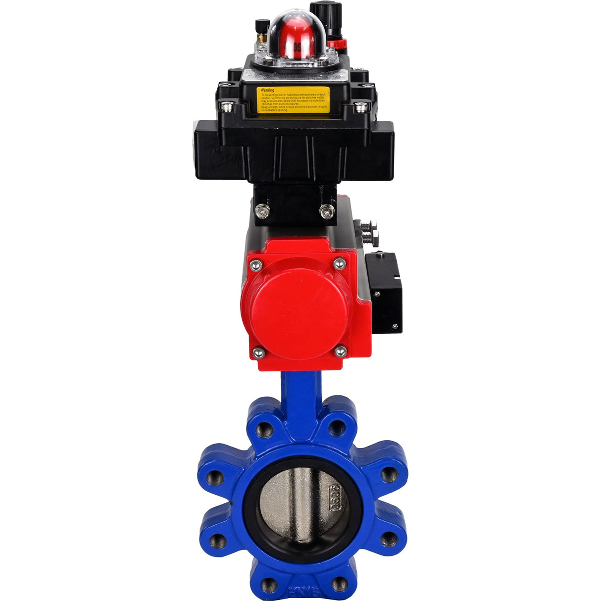 Vanne papillon d'eau Elephant WBV1616E-2W-Fb-H, matériau du corps - fonte QT450, matériau du disque - fonte QT450, joint - EPDM, actionneur pneumatique PA-SA avec ressorts de rappel, 4M310-08 24V, BKV APL-410N EX BPV AFC2000