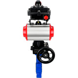Vanne papillon d'eau Elephant WBV1616E-2W-Fb-H, matériau du corps - fonte QT450, matériau du disque - fonte QT450, joint - EPDM, actionneur pneumatique PA-DA double action, 4M310-08 220V, BKV APL-410N EX, volant MON