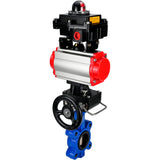 Vanne papillon d'eau Elephant WBV1616E-2W-Fb-H, matériau du corps - fonte QT450, matériau du disque - fonte QT450, joint - EPDM, actionneur pneumatique PA-DA double action, 4M310-08 220V, BKV APL-410N EX, volant MON