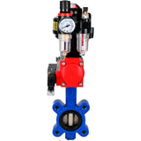 Vanne papillon d'eau Elephant WBV1616E-2W-Fb-H, matériau du corps - fonte QT450, matériau du disque - fonte QT450, joint - EPDM, actionneur pneumatique PA-SA avec ressorts de rappel, 4M310-08 220V, BKV APL-510N EX, BPV AFC2000