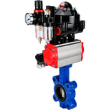Vanne papillon d'eau Elephant WBV1616E-2W-Fb-H, matériau du corps - fonte QT450, matériau du disque - fonte QT450, joint - EPDM, actionneur pneumatique PA-SA avec ressorts de rappel, 4M310-08 220V, BKV APL-510N EX, BPV AFC2000
