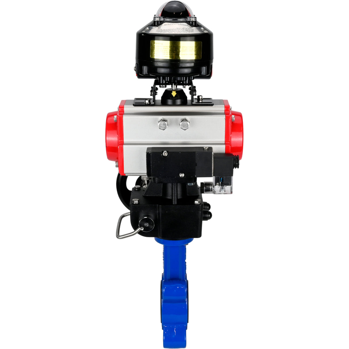 Vanne papillon d'eau Elephant WBV1616N-2W-Fb-H, matériau du corps - fonte QT450, matériau du disque - fonte QT450, joint - NBR, actionneur pneumatique PA-DA double action, 4M310-08 220V, BKV APL-510N EX, volant MON