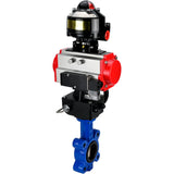 Vanne papillon d'eau Elephant WBV1616N-2W-Fb-H, matériau du corps - fonte QT450, matériau du disque - fonte QT450, joint - NBR, actionneur pneumatique PA-DA double action, 4M310-08 220V, BKV APL-510N EX, volant MON