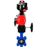 Vanne papillon d'eau Elephant WBV1616N-2W-Fb-H, matériau du corps - fonte QT450, matériau du disque - fonte QT450, joint - NBR, actionneur pneumatique PA-DA double action, 4M310-08 220V, BKV APL-510N EX, volant MON