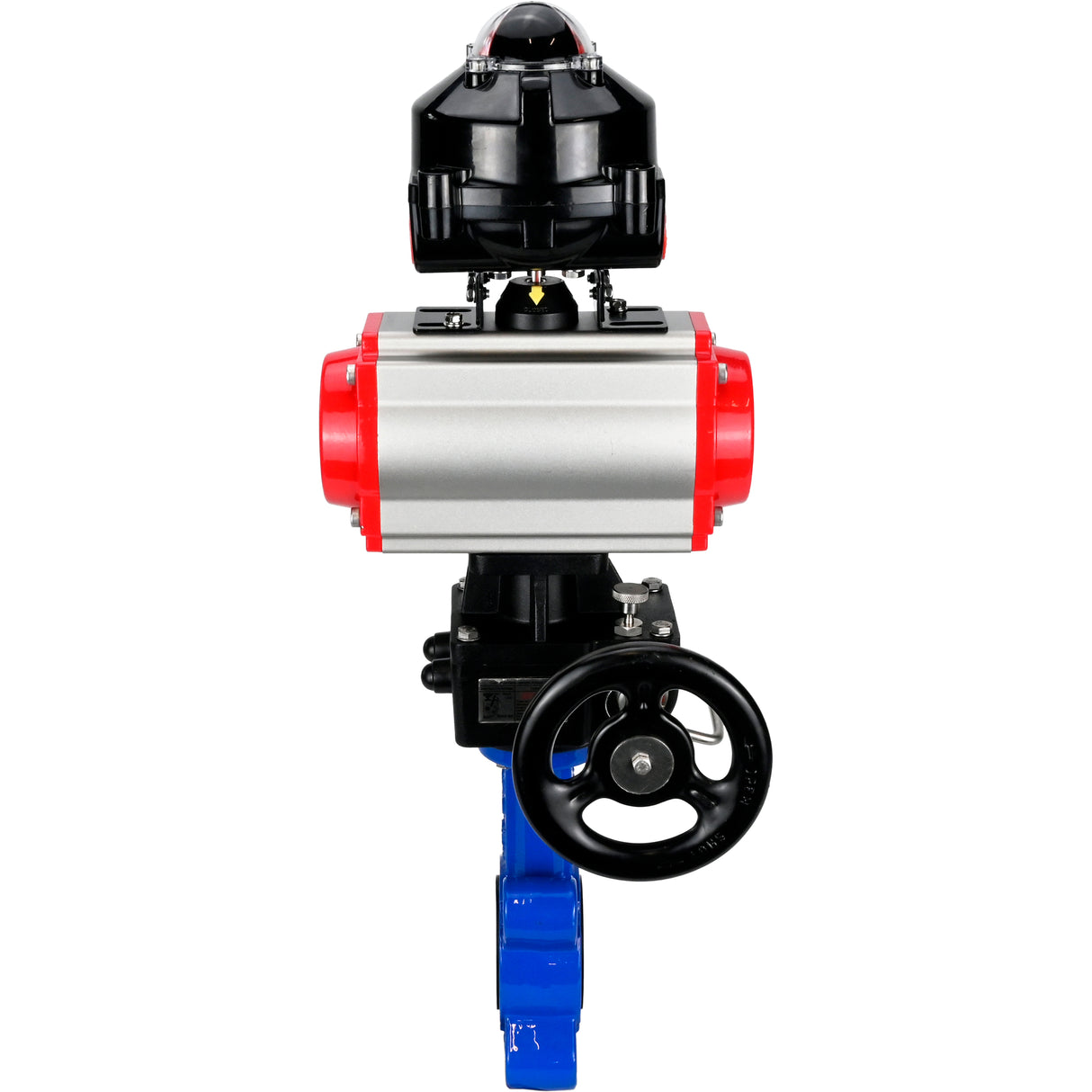 Vanne papillon d'eau Elephant WBV1616N-2W-Fb-H, matériau du corps - fonte QT450, matériau du disque - fonte QT450, joint - NBR, actionneur pneumatique PA-DA double action, 4M310-08 220V, BKV APL-510N EX, volant MON