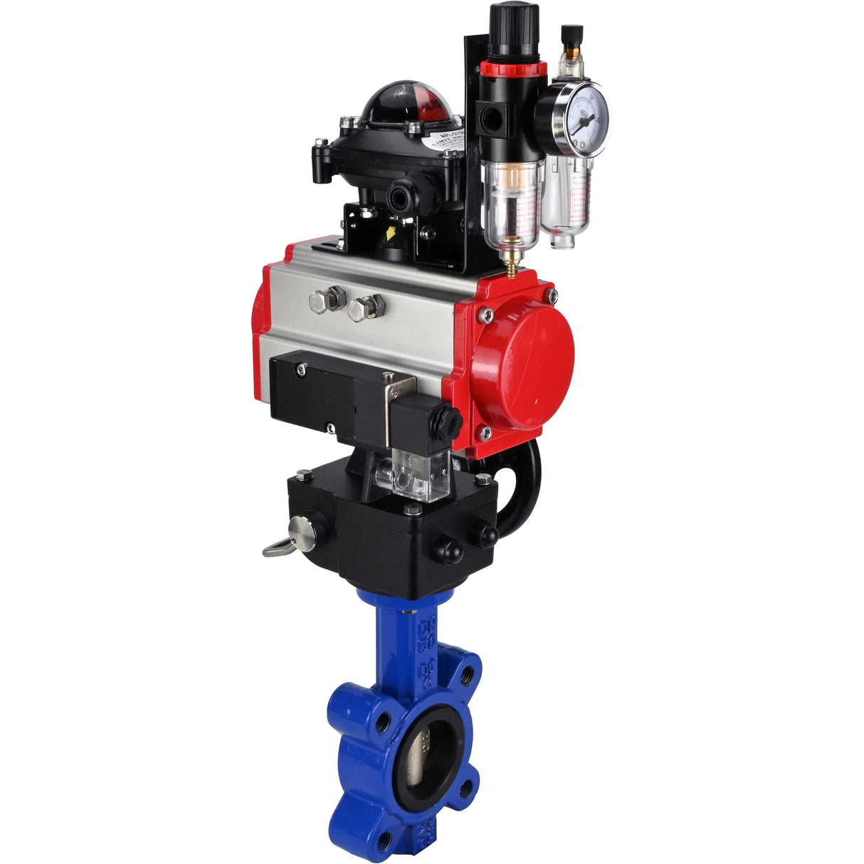 Vanne papillon d'eau Elephant WBV1616N-2W-Fb-H, matériau du corps - fonte QT450, matériau du disque - fonte QT450, joint - NBR, actionneur pneumatique PA-DA double action, 4M310-08 24V, BKV APL-210N, volant MON, BPV AFC2000