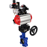 Vanne papillon d'eau Elephant WBV1616N-2W-Fb-H, matériau du corps - fonte QT450, matériau du disque - fonte QT450, joint - NBR, actionneur pneumatique PA-DA double action, 4M310-08 24V, BKV APL-210N, volant MON, BPV AFC2000