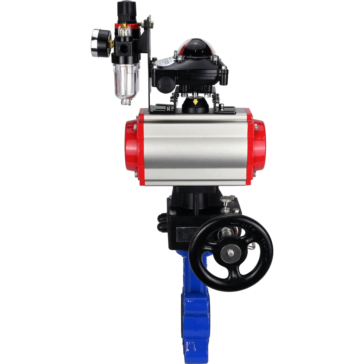 Vanne papillon d'eau Elephant WBV1616N-2W-Fb-H, matériau du corps - fonte QT450, matériau du disque - fonte QT450, joint - NBR, actionneur pneumatique PA-DA double action, 4M310-08 24V, BKV APL-210N, volant MON, BPV AFC2000