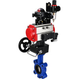 Vanne papillon d'eau Elephant WBV1616N-2W-Fb-H, matériau du corps - fonte QT450, matériau du disque - fonte QT450, joint - NBR, actionneur pneumatique PA-DA double action, 4M310-08 24V, BKV APL-210N, volant MON, BPV AFC2000