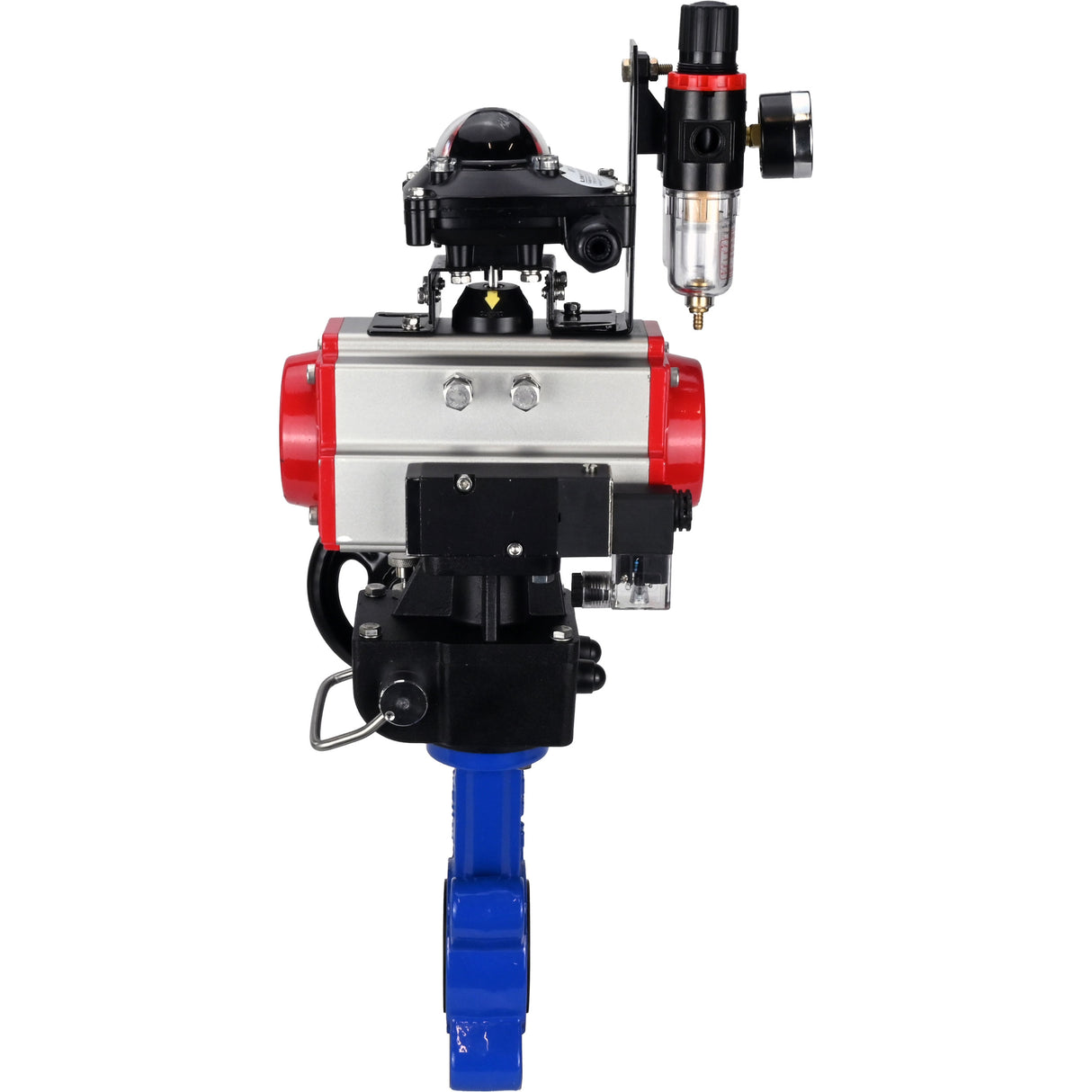 Vanne papillon d'eau Elephant WBV1616N-2W-Fb-H, matériau du corps - fonte QT450, matériau du disque - fonte QT450, joint - NBR, actionneur pneumatique PA-DA double action, 4M310-08 24V, BKV APL-210N, volant MON, BPV AFC2000