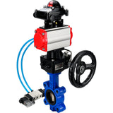Vanne papillon d'eau Elephant WBV1616N-2W-Fb-H, matériau du corps - fonte QT450, matériau du disque - fonte QT450, joint - NBR, actionneur pneumatique PA-DA double action, 4V320-08 220V, BKV APL-210N, volant MON