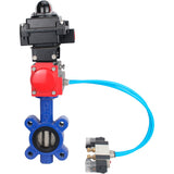 Vanne papillon d'eau Elephant WBV1616N-2W-Fb-H, matériau du corps - fonte QT450, matériau du disque - fonte QT450, joint - NBR, actionneur pneumatique PA-DA double action, 4V320-10 220V, BKV APL-410N EX