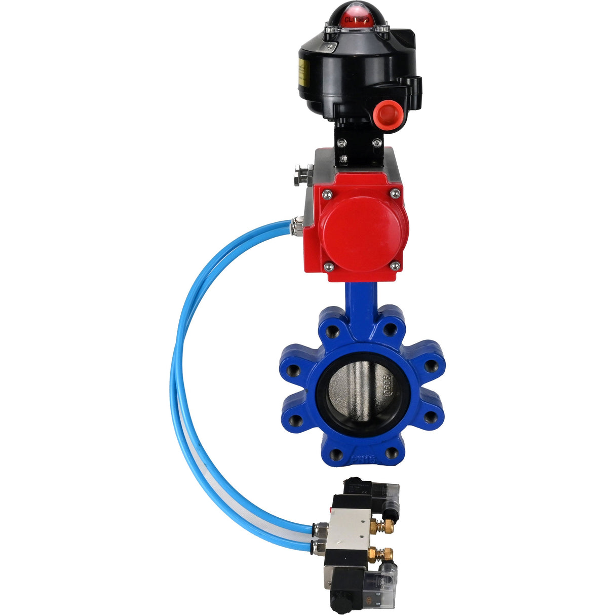 Vanne papillon d'eau Elephant WBV1616N-2W-Fb-H, matériau du corps - fonte QT450, matériau du disque - fonte QT450, joint - NBR, actionneur pneumatique PA-SA avec ressorts de rappel, 4V320-10 220V, BKV APL-510N EX