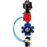 Vanne papillon d'eau Elephant WBV1616N-2W-Fb-H, matériau du corps - fonte QT450, matériau du disque - fonte QT450, joint - NBR, actionneur pneumatique PA-SA avec ressorts de rappel, 4V320-10 220V, BKV APL-510N EX