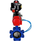 Vanne papillon d'eau Elephant WBV1616N-2W-Fb-H, matériau du corps - fonte QT450, matériau du disque - fonte QT450, joint - NBR, actionneur pneumatique PA-SA avec ressorts de rappel, 4V320-10 220V, BKV APL-510N EX