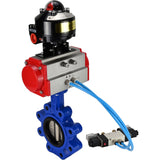 Vanne papillon d'eau Elephant WBV1616N-2W-Fb-H, matériau du corps - fonte QT450, matériau du disque - fonte QT450, joint - NBR, actionneur pneumatique PA-SA avec ressorts de rappel, 4V320-10 220V, BKV APL-510N EX