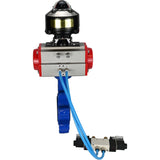 Vanne papillon d'eau Elephant WBV1616N-2W-Fb-H, matériau du corps - fonte QT450, matériau du disque - fonte QT450, joint - NBR, actionneur pneumatique PA-SA avec ressorts de rappel, 4V320-10 220V, BKV APL-510N EX