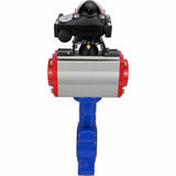 Vanne papillon d'eau Elephant WBV1616N-2W-Fb-H, matériau du corps - fonte QT450, matériau du disque - fonte QT450, joint - NBR, actionneur pneumatique PA-SA avec ressorts de rappel, , BKV APL-210N