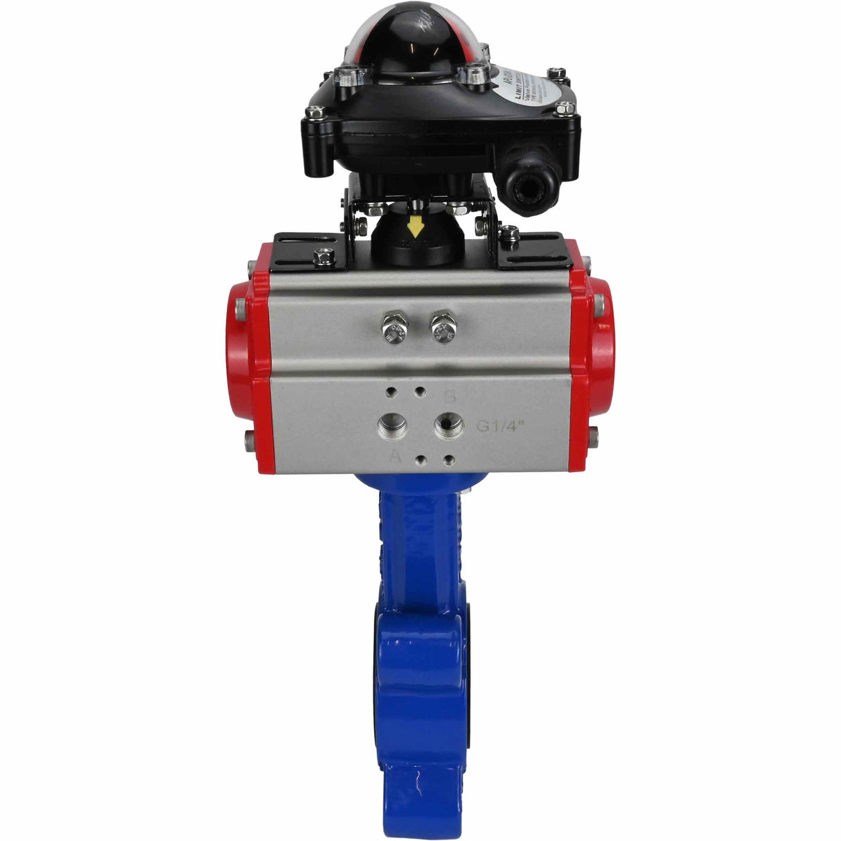 Vanne papillon d'eau Elephant WBV1616E-2W-Fb-H, matériau du corps - fonte QT450, matériau du disque - fonte QT450, joint - EPDM, avec actionneur pneumatique double action PA-DA, BKV APL-210N
