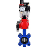 Vanne papillon d'eau Elephant WBV1631N-2W-Fb-H, matériau du corps - fonte QT450, matériau du disque - acier inoxydable AISI 304, joint - NBR, avec actionneur pneumatique double effet PA-DA, 4M310-08 24V, BPV AFC2000