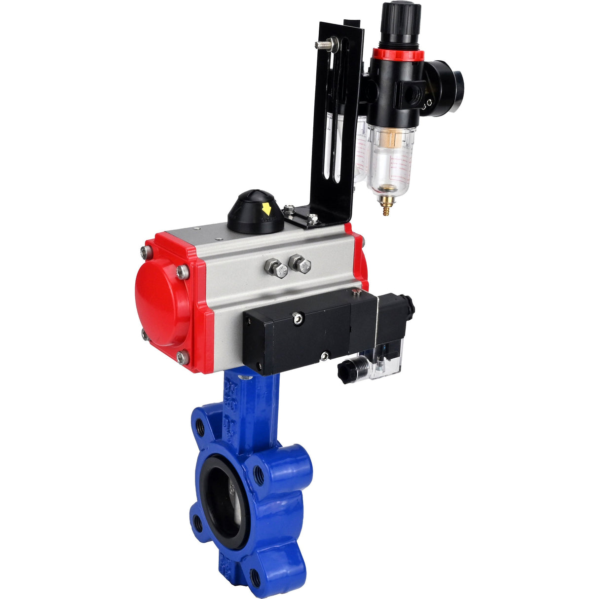 Vanne papillon d'eau Elephant WBV1631N-2W-Fb-H, matériau du corps - fonte QT450, matériau du disque - acier inoxydable AISI 304, joint - NBR, avec actionneur pneumatique double effet PA-DA, 4M310-08 24V, BPV AFC2000