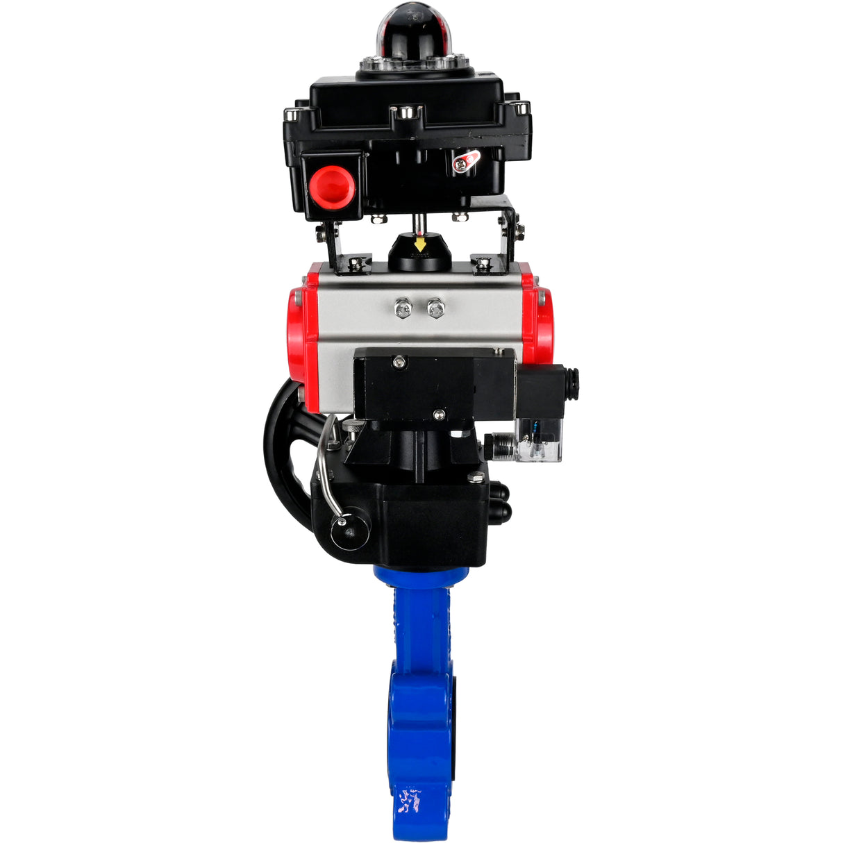 Vanne papillon d'eau Elephant WBV1631N-2W-Fb-H, matériau du corps - fonte QT450, matériau du disque - acier inoxydable AISI 304, joint - NBR, actionneur pneumatique PA-DA double action, 4M310-08 24V, BKV APL-410N EX, volant MON