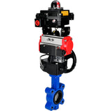Vanne papillon d'eau Elephant WBV1631N-2W-Fb-H, matériau du corps - fonte QT450, matériau du disque - acier inoxydable AISI 304, joint - NBR, actionneur pneumatique PA-DA double action, 4M310-08 24V, BKV APL-410N EX, volant MON