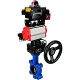 Vanne papillon d'eau Elephant WBV1631N-2W-Fb-H, matériau du corps - fonte QT450, matériau du disque - acier inoxydable AISI 304, joint - NBR, actionneur pneumatique PA-DA double action, 4M310-08 24V, BKV APL-410N EX, volant MON