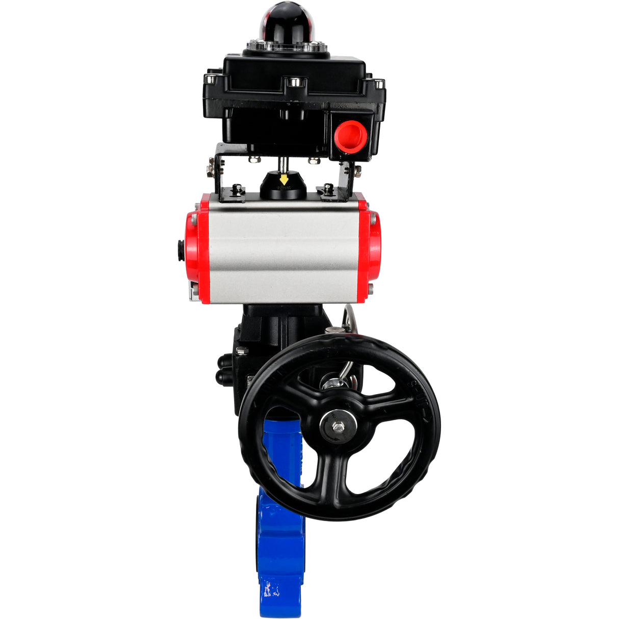 Vanne papillon d'eau Elephant WBV1631N-2W-Fb-H, matériau du corps - fonte QT450, matériau du disque - acier inoxydable AISI 304, joint - NBR, actionneur pneumatique PA-DA double action, 4M310-08 24V, BKV APL-410N EX, volant MON
