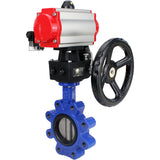 Vanne papillon d'eau Elephant WBV1631N-2W-Fb-H, matériau du corps - fonte QT450, matériau du disque - acier inoxydable AISI 304, joint - NBR, actionneur pneumatique PA-DA double action, volant 4M310-08 220V MON
