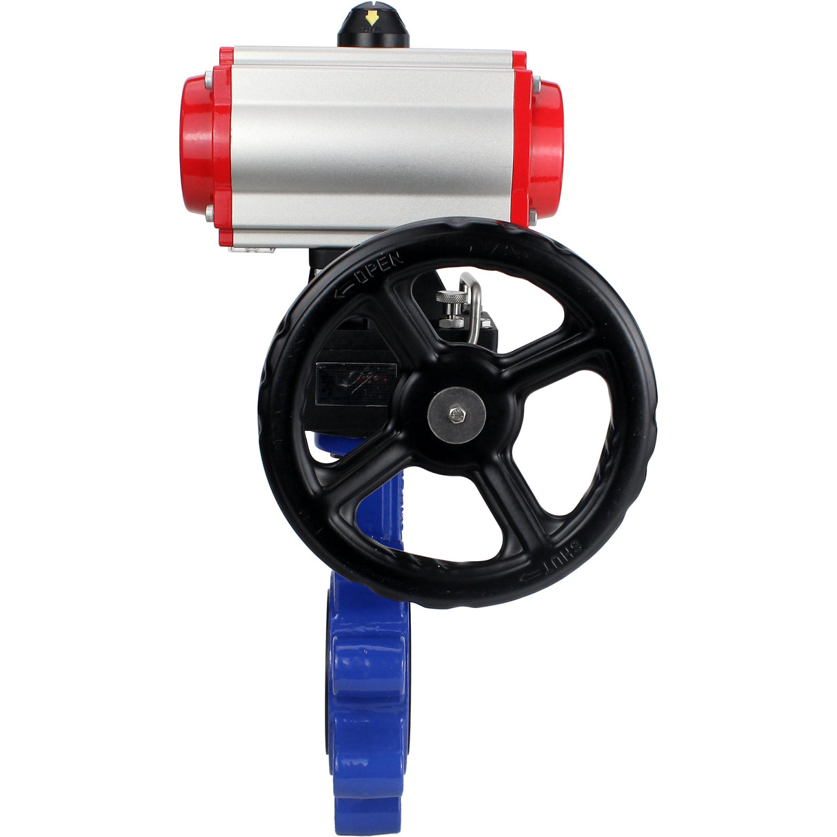 Vanne papillon d'eau Elephant WBV1631N-2W-Fb-H, matériau du corps - fonte QT450, matériau du disque - acier inoxydable AISI 304, joint - NBR, actionneur pneumatique PA-DA double action, volant 4M310-08 220V MON