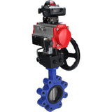 Vanne papillon d'eau Elephant WBV1631E-2W-Fb-H, matériau du corps - fonte QT450, matériau du disque - acier inoxydable AISI 304, joint - EPDM, actionneur pneumatique PA-DA double action, 4M310-08 24V, BKV APL-210N, volant MON
