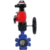 Vanne papillon d'eau Elephant WBV1631E-2W-Fb-H, matériau du corps - fonte QT450, matériau du disque - acier inoxydable AISI 304, joint - EPDM, actionneur pneumatique PA-DA double action, 4M310-08 24V, BKV APL-210N, volant MON