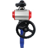 Vanne papillon d'eau Elephant WBV1631E-2W-Fb-H, matériau du corps - fonte QT450, matériau du disque - acier inoxydable AISI 304, joint - EPDM, actionneur pneumatique PA-DA double action, 4M310-08 24V, BKV APL-210N, volant MON