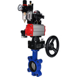 Vanne papillon d'eau Elephant WBV1631N-2W-Fb-H, matériau du corps - fonte QT450, matériau du disque - acier inoxydable AISI 304, joint - NBR, actionneur pneumatique PA-DA double action, 4M310-08 220V, BKV APL-210N, volant MON, BPV AFC2000
