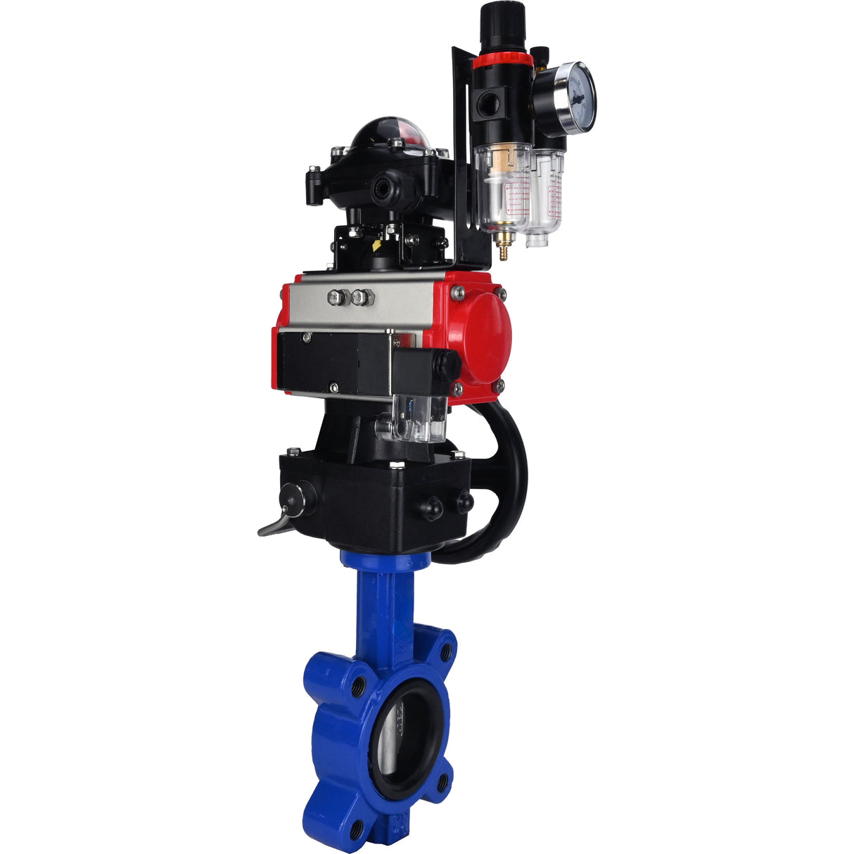 Vanne papillon d'eau Elephant WBV1631N-2W-Fb-H, matériau du corps - fonte QT450, matériau du disque - acier inoxydable AISI 304, joint - NBR, actionneur pneumatique PA-DA double action, 4M310-08 220V, BKV APL-210N, volant MON, BPV AFC2000