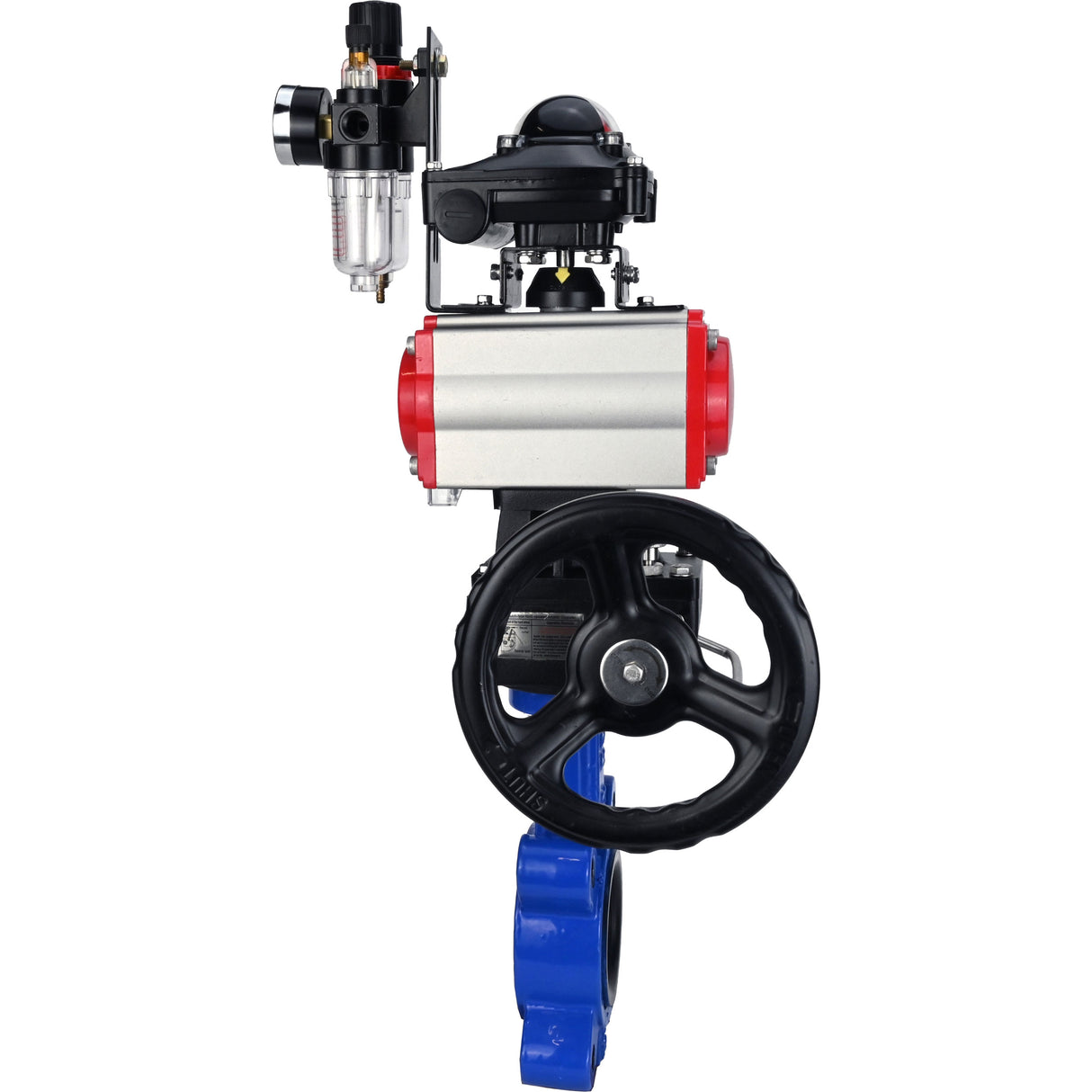 Vanne papillon d'eau Elephant WBV1631N-2W-Fb-H, matériau du corps - fonte QT450, matériau du disque - acier inoxydable AISI 304, joint - NBR, actionneur pneumatique PA-DA double action, 4M310-08 220V, BKV APL-210N, volant MON, BPV AFC2000
