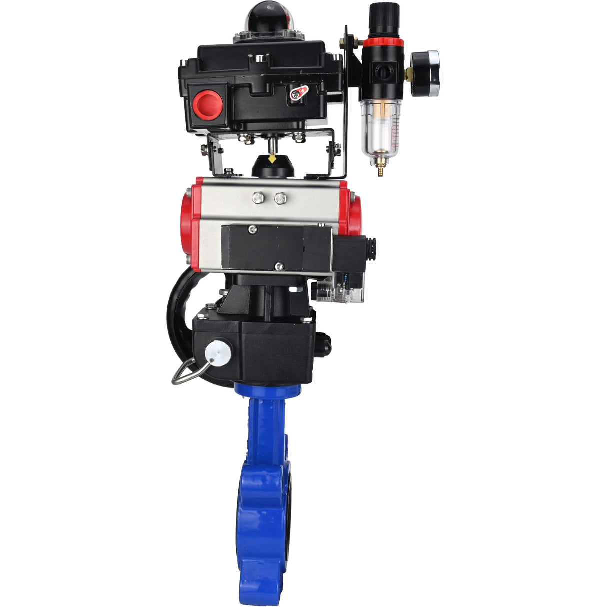 Vanne papillon d'eau Elephant WBV1631N-2W-Fb-H, matériau du corps - fonte QT450, matériau du disque - acier inoxydable AISI 304, joint - NBR, actionneur pneumatique PA-DA double action, 4M310-08 24V, BKV APL-410N EX, volant MON, BPV AFC2000